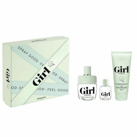 ROCHAS GIRL EDP SP 3.3oz+15ML EDT Spray + 3.3oz Body lotion